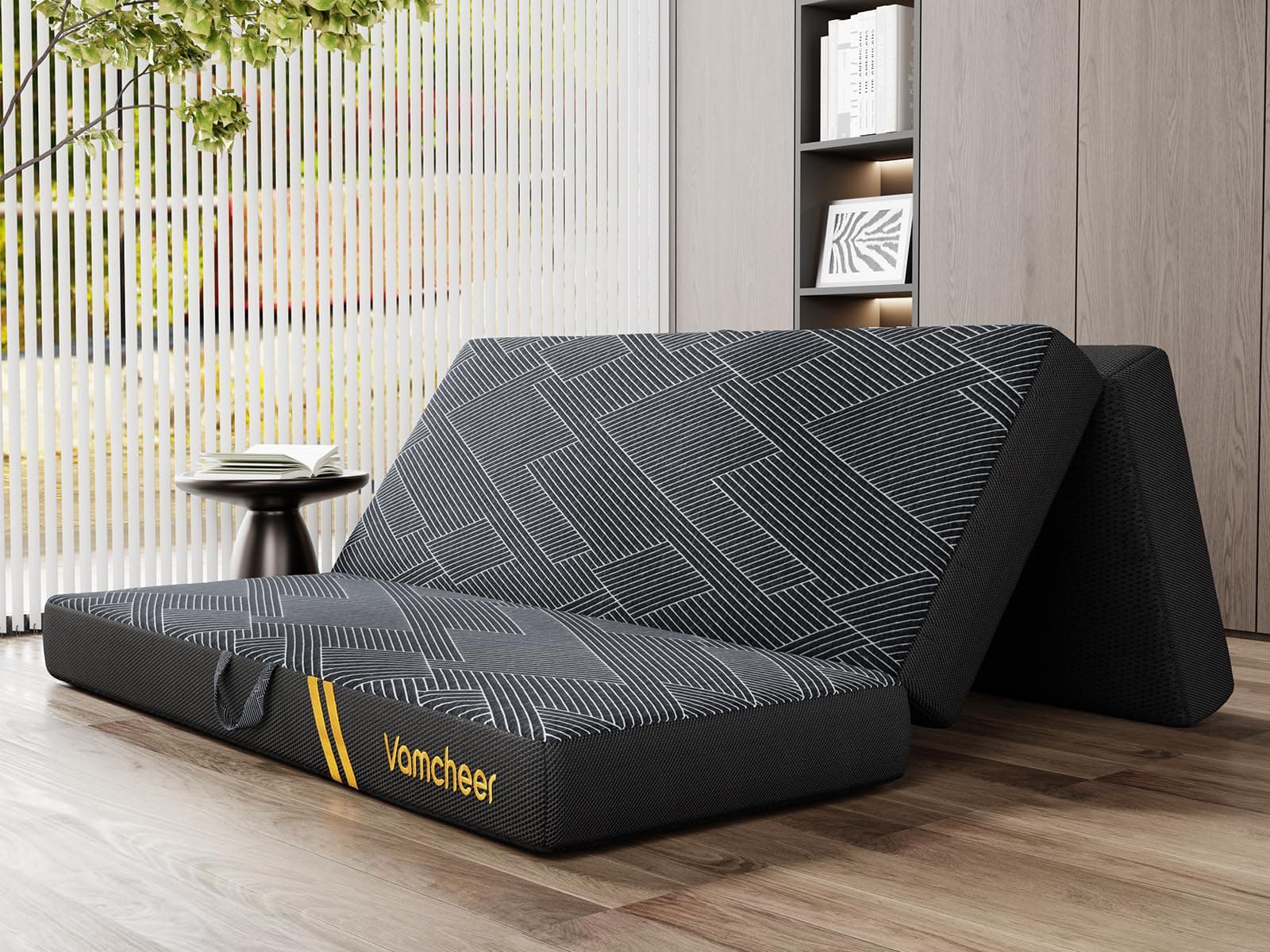 Vamcheer Tri-Fold Memory Foam Queen Mattress, 6" Thick, Grey