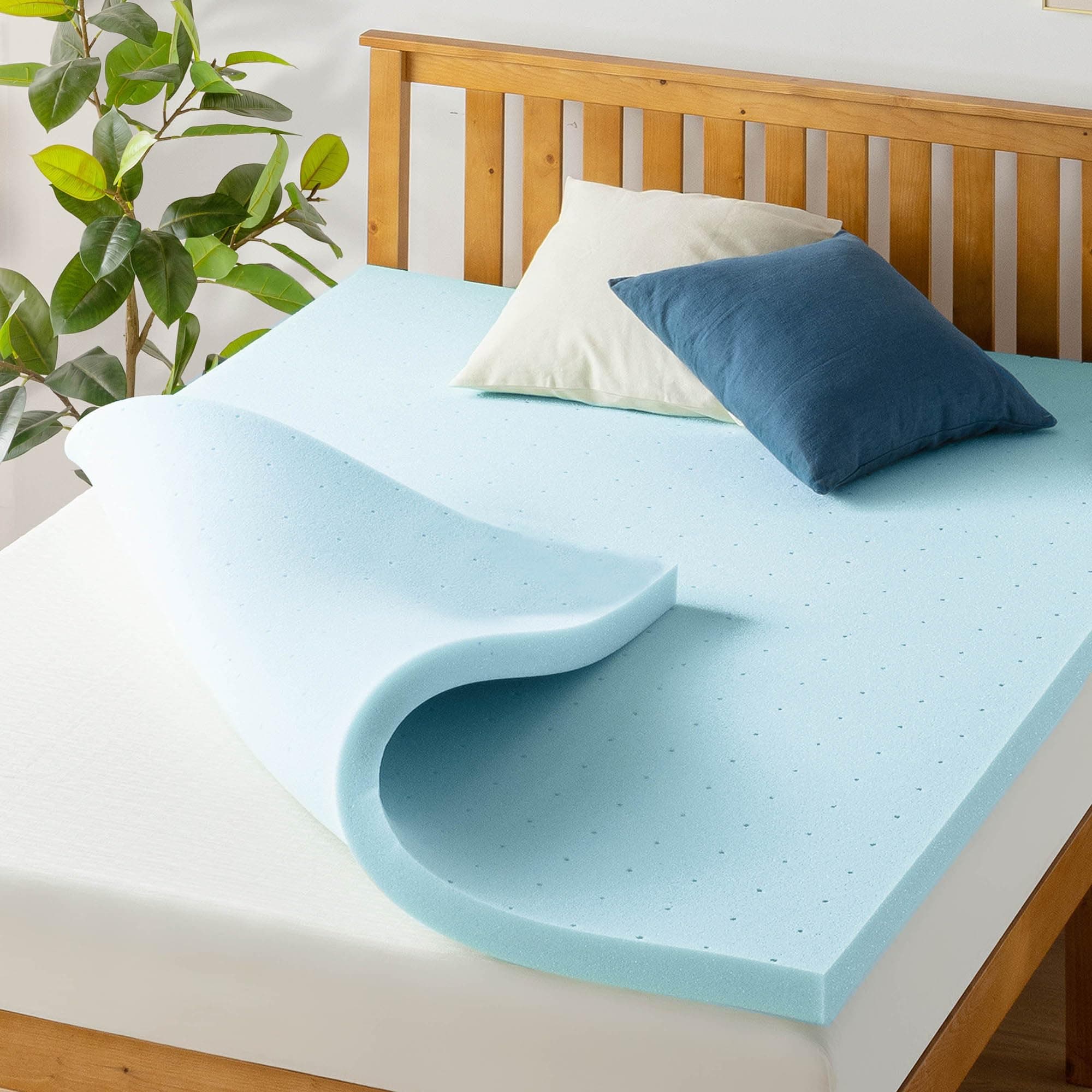 Best Price 2-inch Ventilated Gel Memory Foam Topper - Twin, Blue