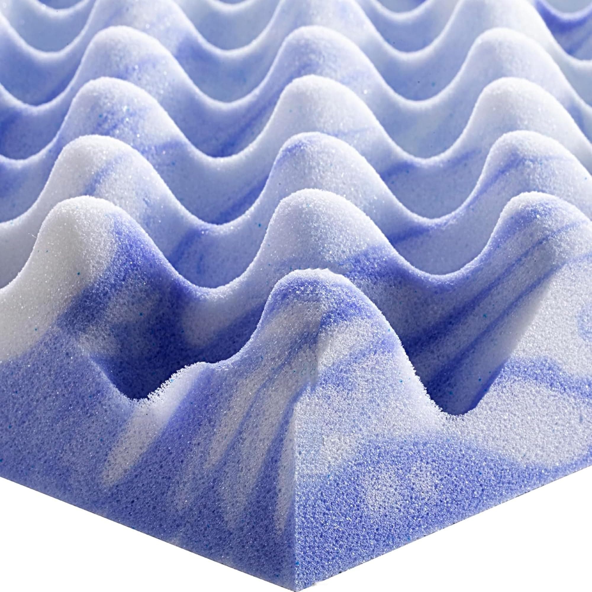 Queen Size Memory Foam Mattress Topper with Purple Gel Support - 2 Inch Egg Crate Design for Pressure Relief