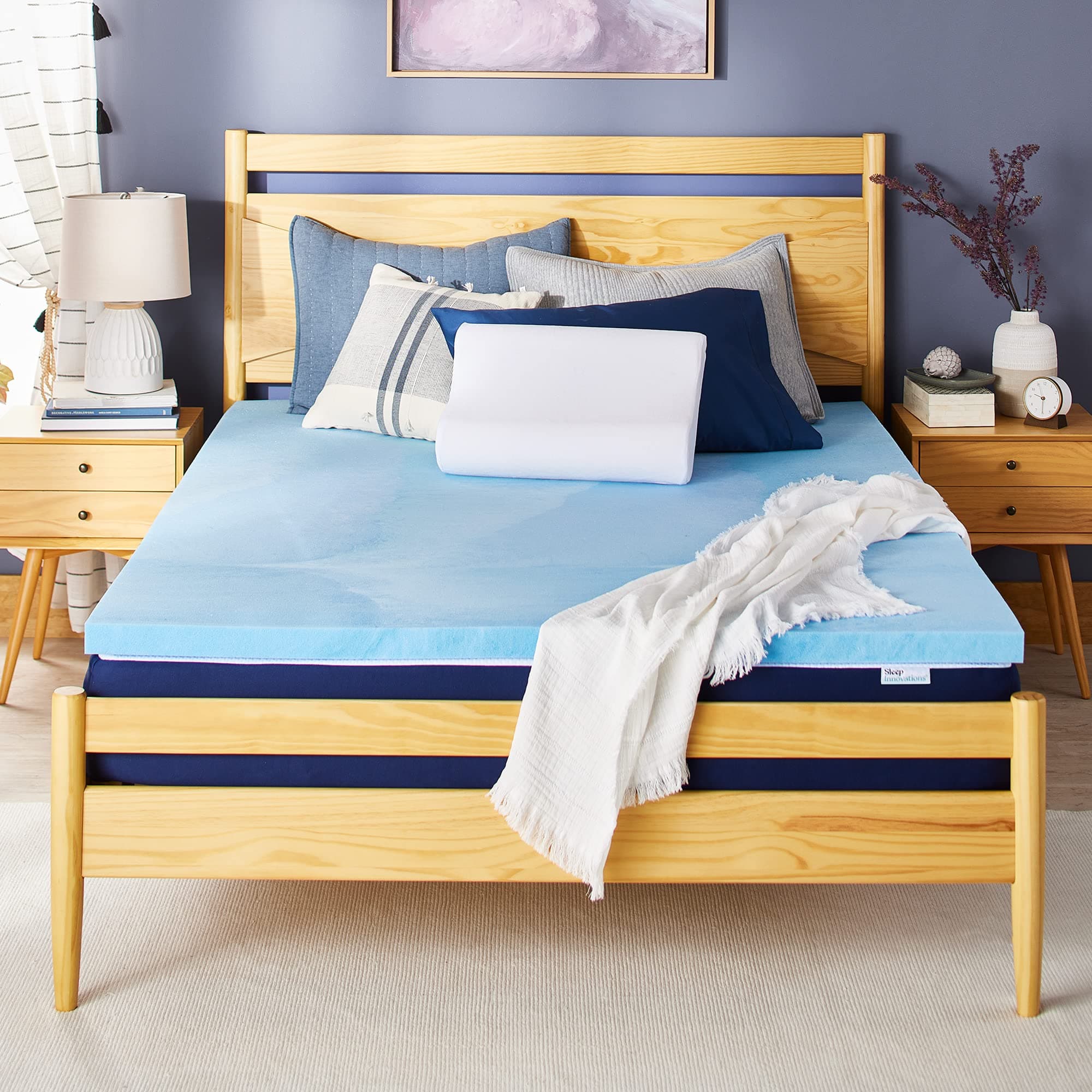 Sleep Innovations 2 Inch Cooling Gel Memory Foam Mattress Topper, Queen, Medium Support