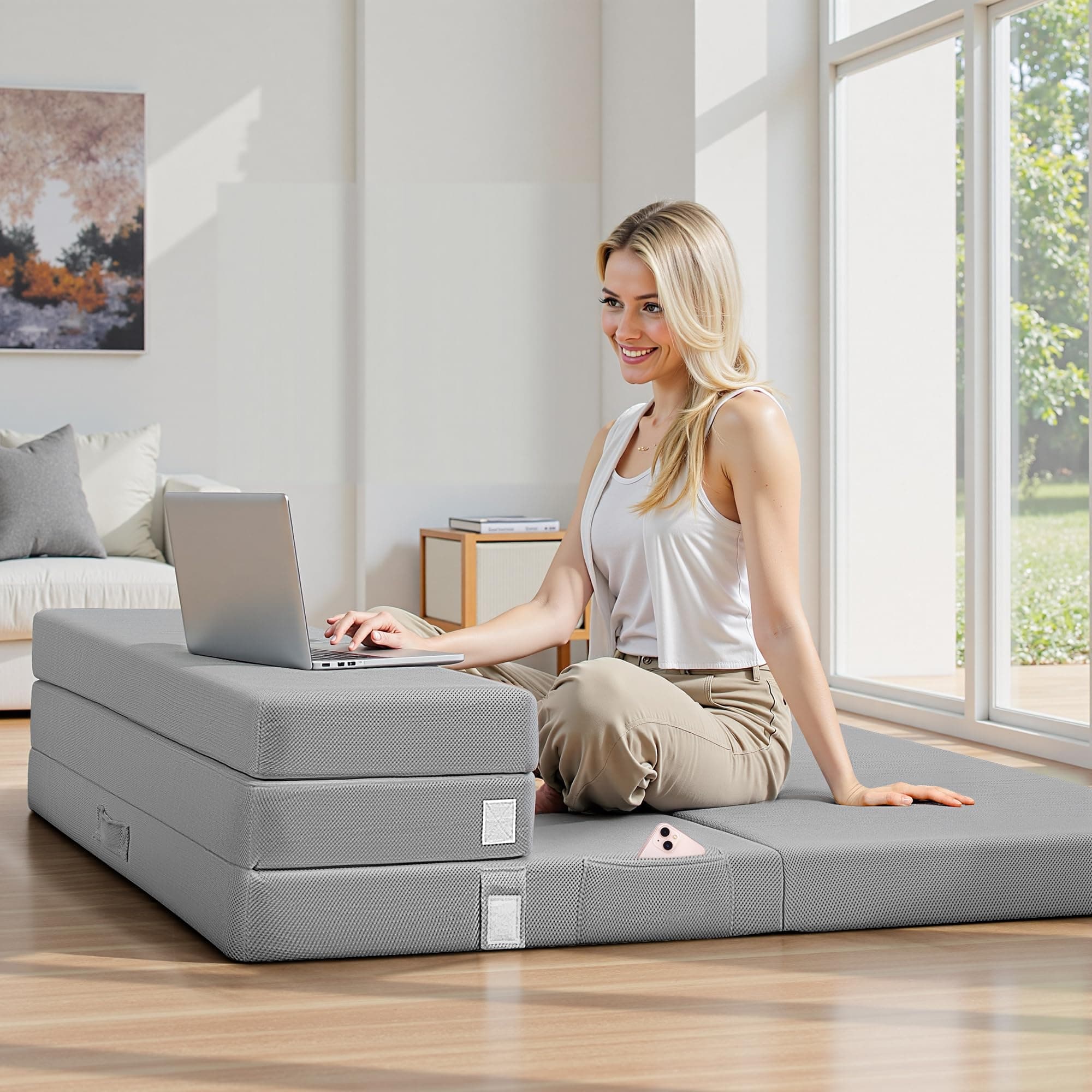 4-inch Foldable Soft Mattress, Dirt-Resistant, Portable for Camping & Guest Beds