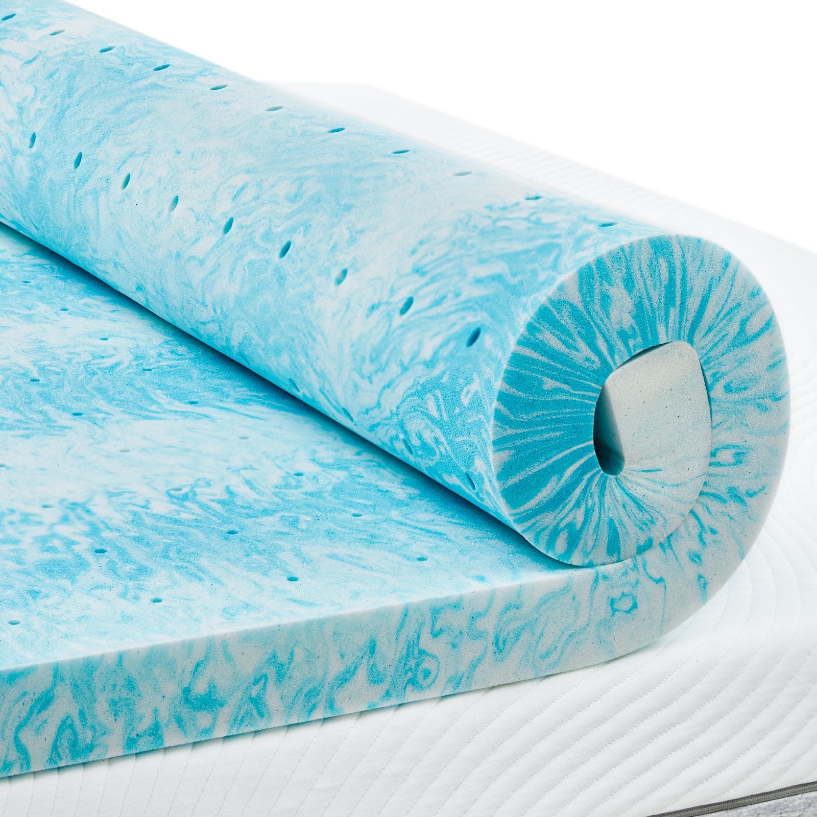 PERLECARE Cooling Gel Memory Foam Mattress Topper for Pressure Relief Back Pain