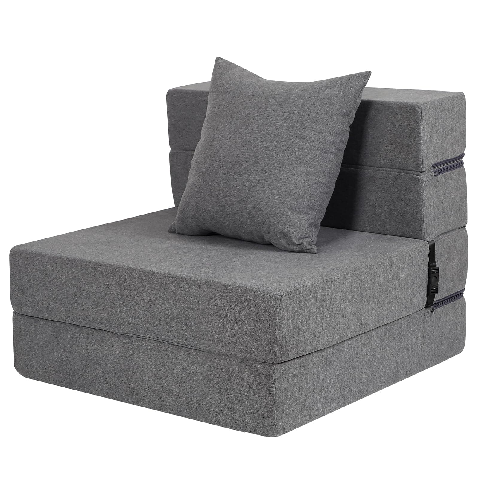 High-Density Memory Foam Futon Sofa Bed, Dark Grey, Single Size