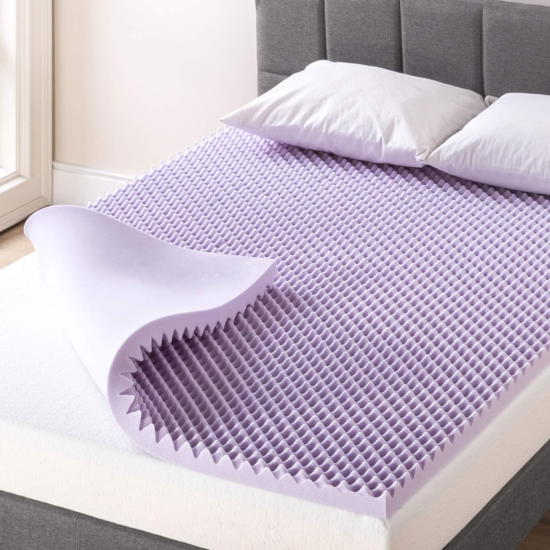Affordable Lavender Infused Memory Foam Mattress Topper for King Size Bed