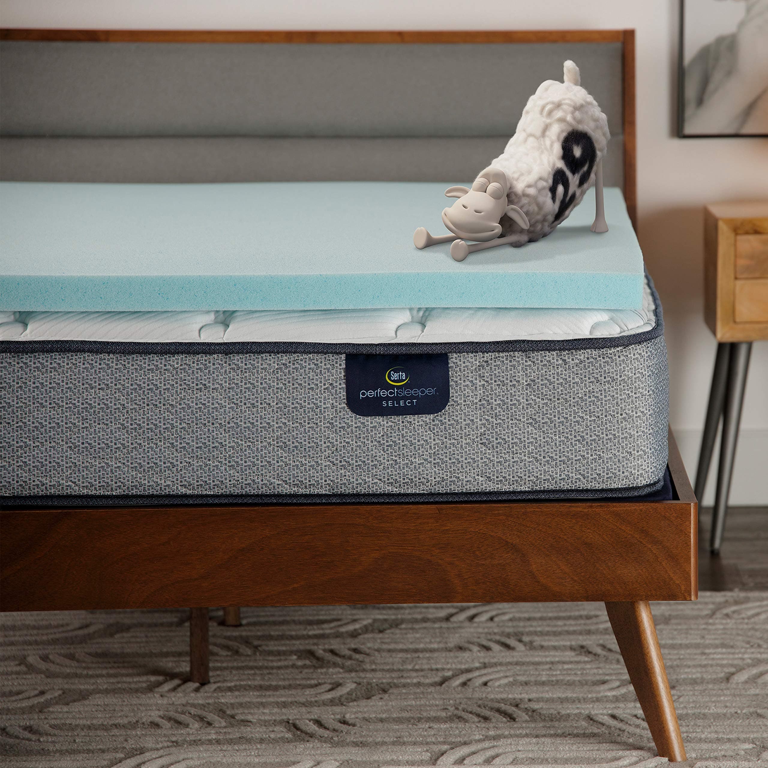 Serta ThermaGel Cooling Memory Foam Mattress Topper, 2 Inch Queen Blue